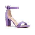 thumbnail image 1 of BLISSFUL STEP Women's Shoes Ankle Strap Block Heel Buckle Open Toe Sandals Purple 9, 1 of 7