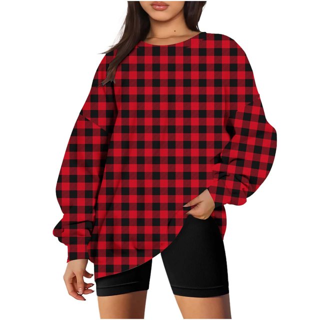 Costumes de Noël en Liquidation Col Rond Mode Décontractée Manches Longues Chandail en Molleton Imprimé de Noël Hauts Blouse Chandail en Molleton Surdimensionné pour Femmes