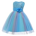 thumbnail image 2 of VKOYWKM Robe Formelle pour Filles Sans Manches Robe à Paillettes Scintillantes Fermeture Éclair au Dos Robe avec Nœud Robe de Demoiselle d'Honneur en Tulle Robes de Soirée Formelles Robe de Bal pour 2T-10T, 2 of 5
