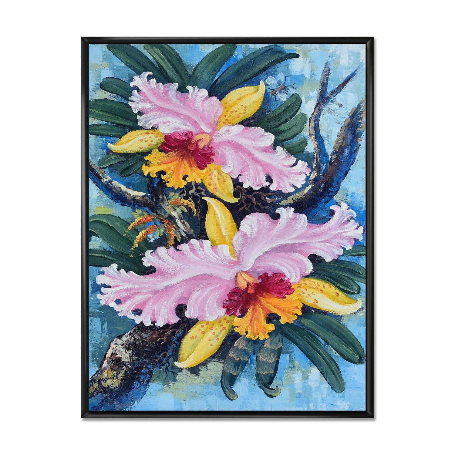 Designart Orchidées de forêt vintage I ART MURAL À CADRE FLOTT