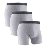 Pisexur 3PC Mens Underwear Soft and Breathable 100% Cotton Mens Boxer Briefs Moisture Wicking Underwear for Men Pack, Open Fly