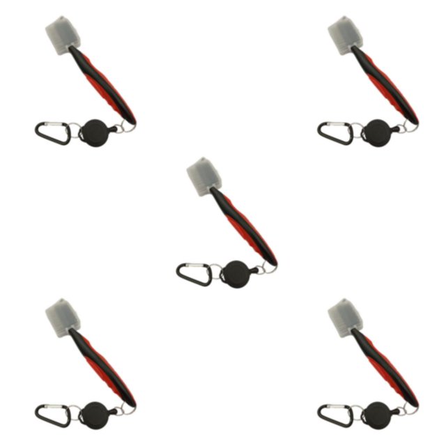 serony Golf Club Brush Replacement Solid Color Double-sided Ball Shoe Brushes Cleaning Tool Accessories with Carabiner Red with Lid 5Set