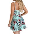 thumbnail image 4 of HKEJIAOI Robes de Sortie pour Femmes Cadeau d'Anniversaire Femmes Dames Col en V Sans Manches Condolé Ceinture Imprimé de Fleurs Robe Trapèze Vert Rabais Liquidation, 4 of 7