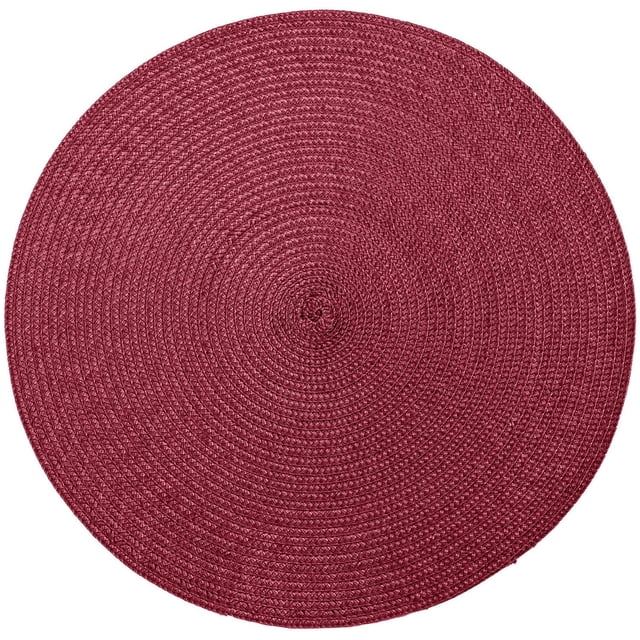 Hometrends Napperon Rond Uni Tissé en Rouge Foncé, Diamètre de 15 Pouces, Présentant une texture en Polypropylène Tissée Serrée avec un Motif Circulaire Concentré, Idéal pour Protéger la table à Manger et Souvent Utilisé comme accent Décoratif.