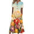 thumbnail image 1 of Cameland Robe d'Été pour Femme Décontractée à Col en V avec Boutons, Manches Courtes, Imprimée, Coupe Évasée, avec Poche, 1 of 4