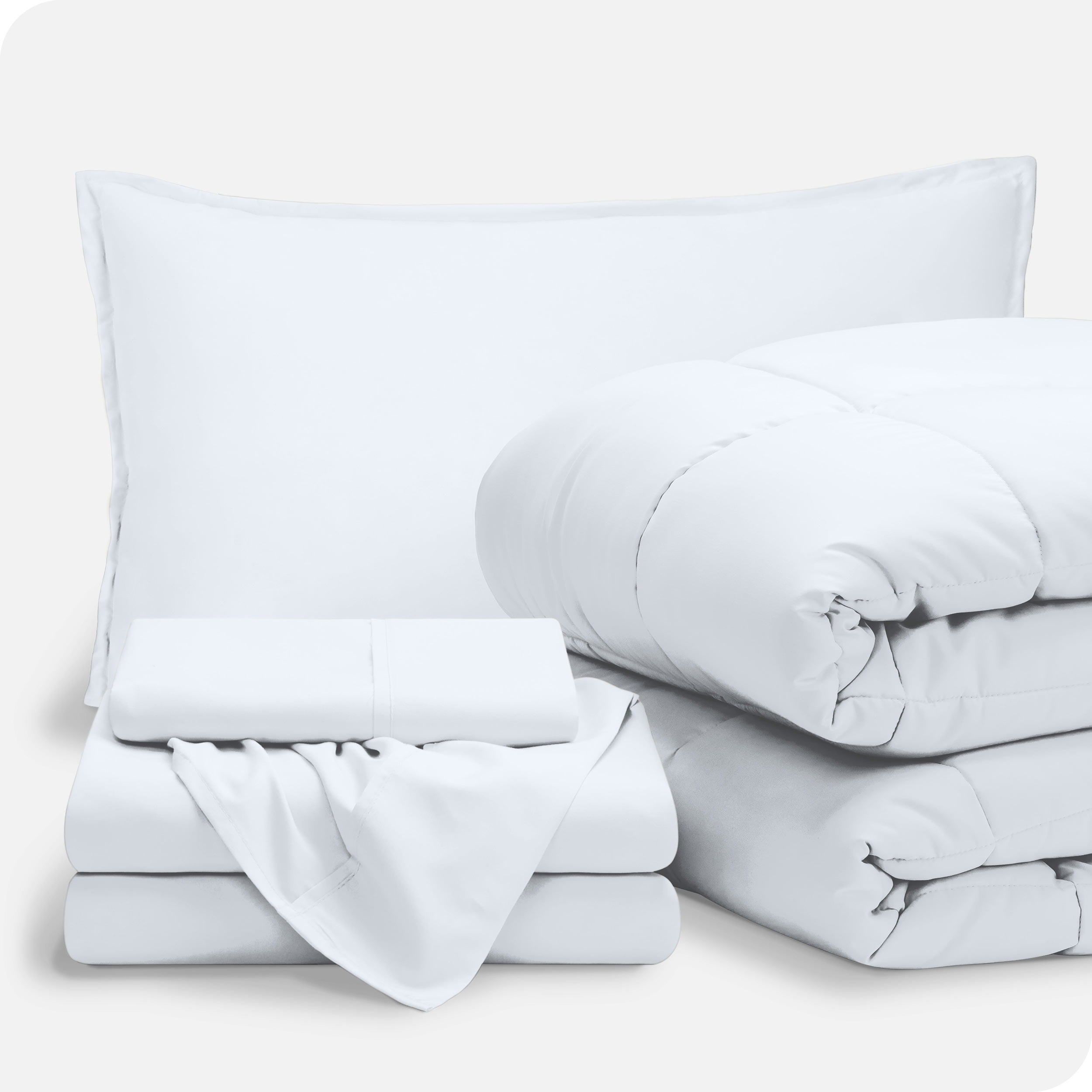 Bare Home Ensemble 5 Pcs Bed-in-a-Bag - Très Grand Simple, Blanc avec Ensemble de Draps Blanc