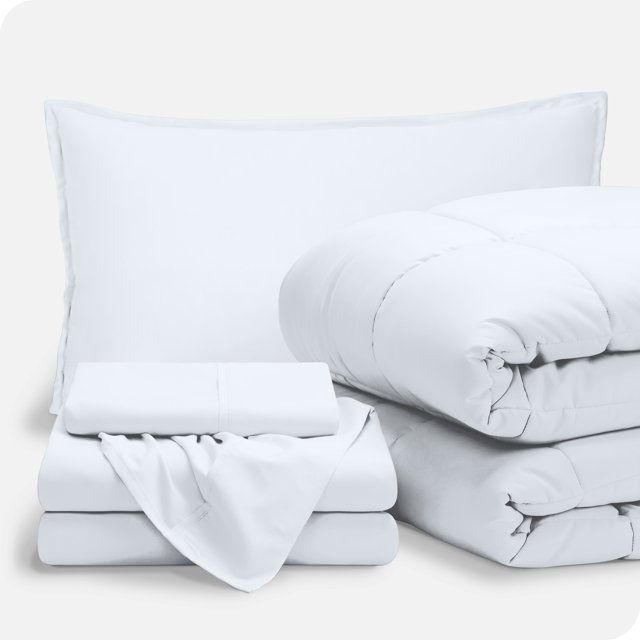Bare Home Ensemble 5 Pcs Bed-in-a-Bag - Très Grand Simple, Blanc avec Ensemble de Draps Blanc