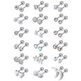 thumbnail image 1 of 18 Pairs Stainless Steel Stud Earrings Solid Rhinestone Earring Cartilage Earrings Helix Ear Piercing Jewelry, 1 of 1