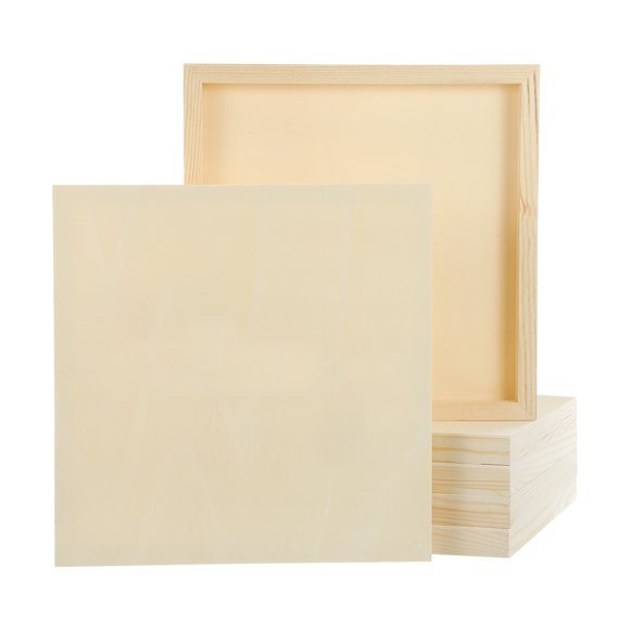 Uxcell 6Pcs Wood Canvas Boards, 10x10 Inch Wood Art Canvases Square Unfinished Wood Panel for Painting, Crafts, DIY Projects, Pouring Art