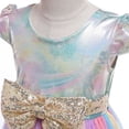 thumbnail image 4 of B91xZ Robe Évasée à Manches à Volants pour Filles, Manches à Volants, Robe Midi Évasée à Étages Décontractée avec Poches, Rose 4-5 Ans, 4 of 5
