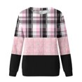 thumbnail image 4 of KIHOUT Chandails de Mode pour Femmes, Blouse Décontractée à Manches Longues à Carreaux Patchwork Imprimés, Col Rond, Coupe Ample, Chandail à Enfiler, Tailles P-2TG, 4 of 5