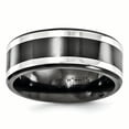thumbnail image 1 of Edward Mirell Titanium Black Ti & Sterling Silver Inlay 9mm Band Size 9, 1 of 1