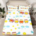 thumbnail image 2 of Erosebridal Cartoon Bus Car Bed Sheets Set Full Size, Construction Vehicle Bed Sheets Full, Colorful Flower Decor, 2 of 6