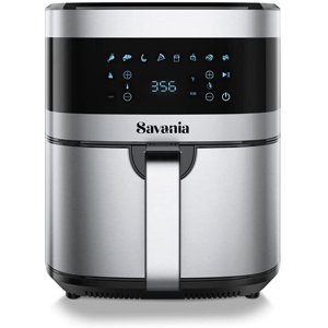 Savania 5.8 Quart Air Fryer, Digital Touch Screen, Black - Non-stick Basket, Shake Reminder Function