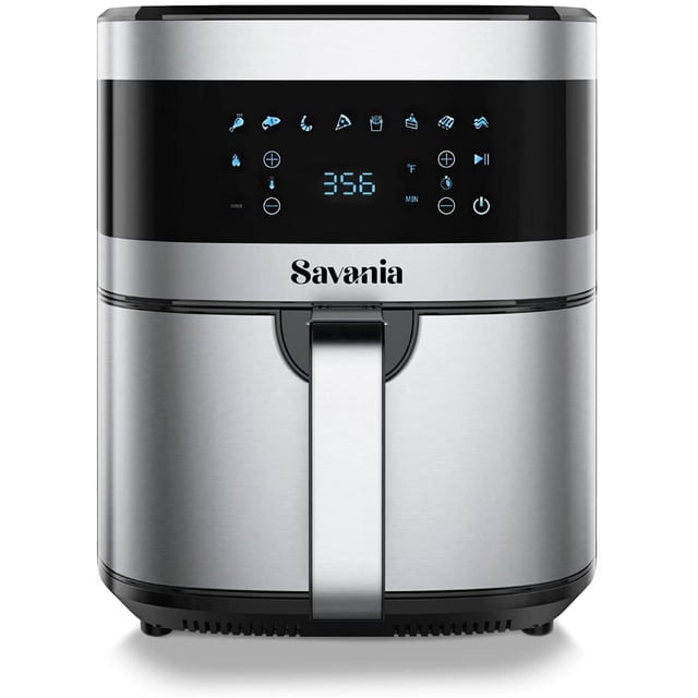 Savania 5.8 Quart Air Fryer, Digital Touch Screen, Black - Non-stick Basket, Shake Reminder Function