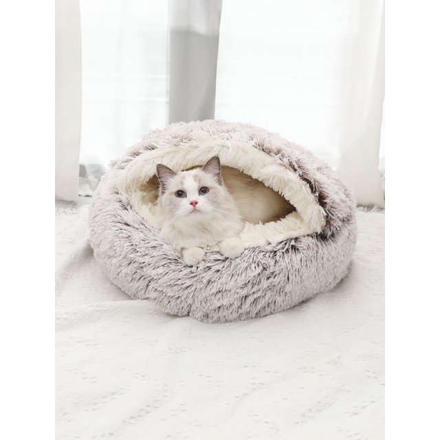 1pc Long Plush Pet Bed, Warm And Comfortable Cat House, Suitable For Large/medium/small Cats, Four Seasons Available