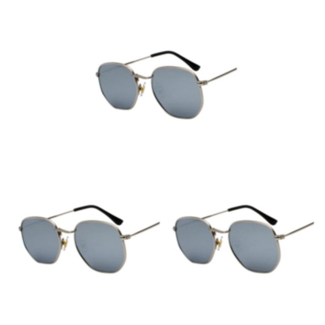 relayinert Fashionable Polarized Lens Small Square For Trendy Style Materials silver white silveC4 3Set