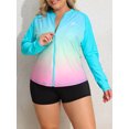 thumbnail image 4 of Charmo Womens Plus Size Long Sleeve Rash Guard Top Zipper Sufing Swim Shirt, 4 of 5