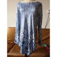 thumbnail image 3 of BJYX T-shirt Femme en Maille Imprimée Florale Ourlet Irrégulier Tunique Pull Manches Longues Col Rond Blouses, 3 of 5