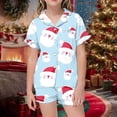 thumbnail image 2 of 2025 Imprimé de Noël Fille Trucs Manches Courtes Shorts Cardigan Pyjama Fille Pyjamas Deux Ensembles, 2 of 4