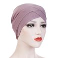 thumbnail image 2 of Penkiiy Turban pour Femmes, Couvre-Chef de Chimiothérapie, Chapeaux contre le Cancer, Bandeau, Turban Extensible, Bonnet, Bonnet de Nuit, Violet, 2 of 2