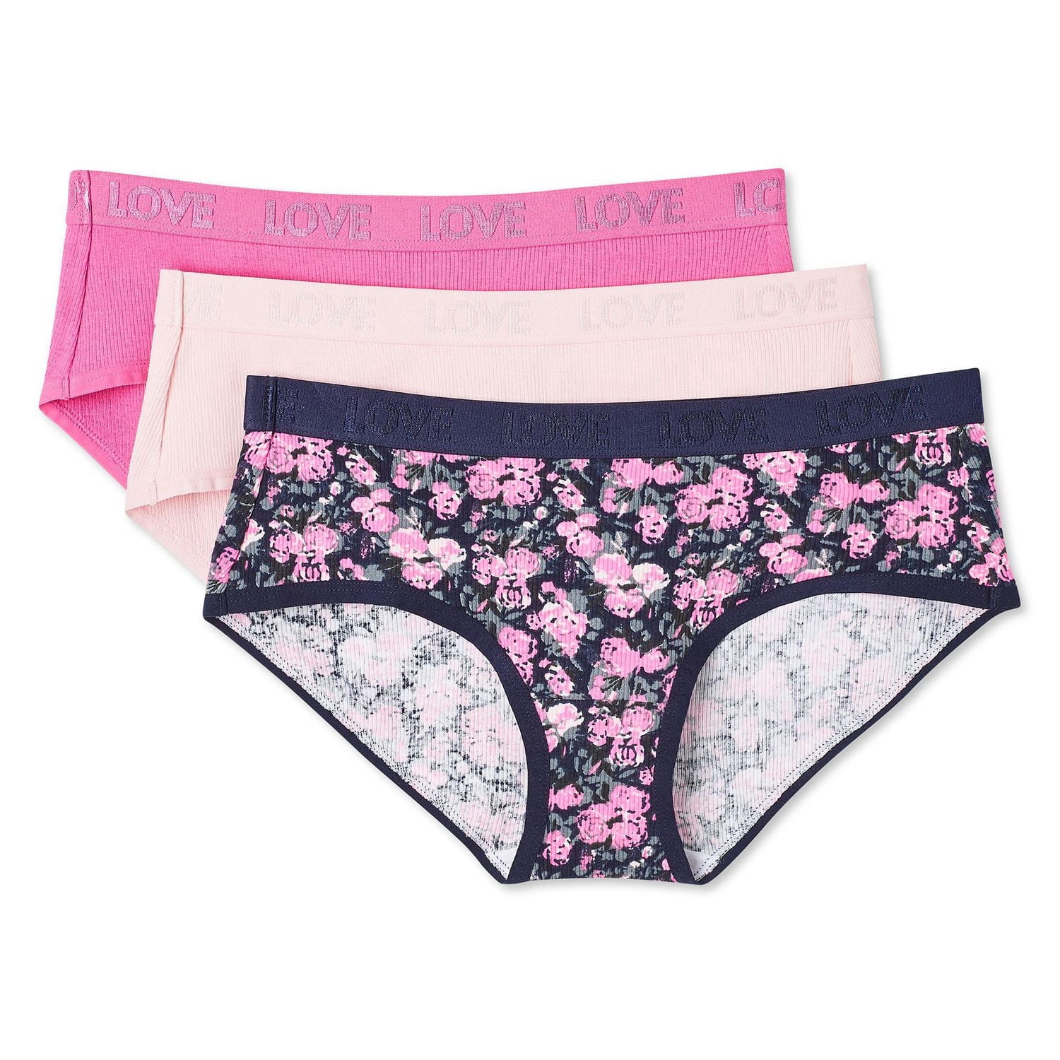 No Boundaries Women's Rib Hipster 3-Pack