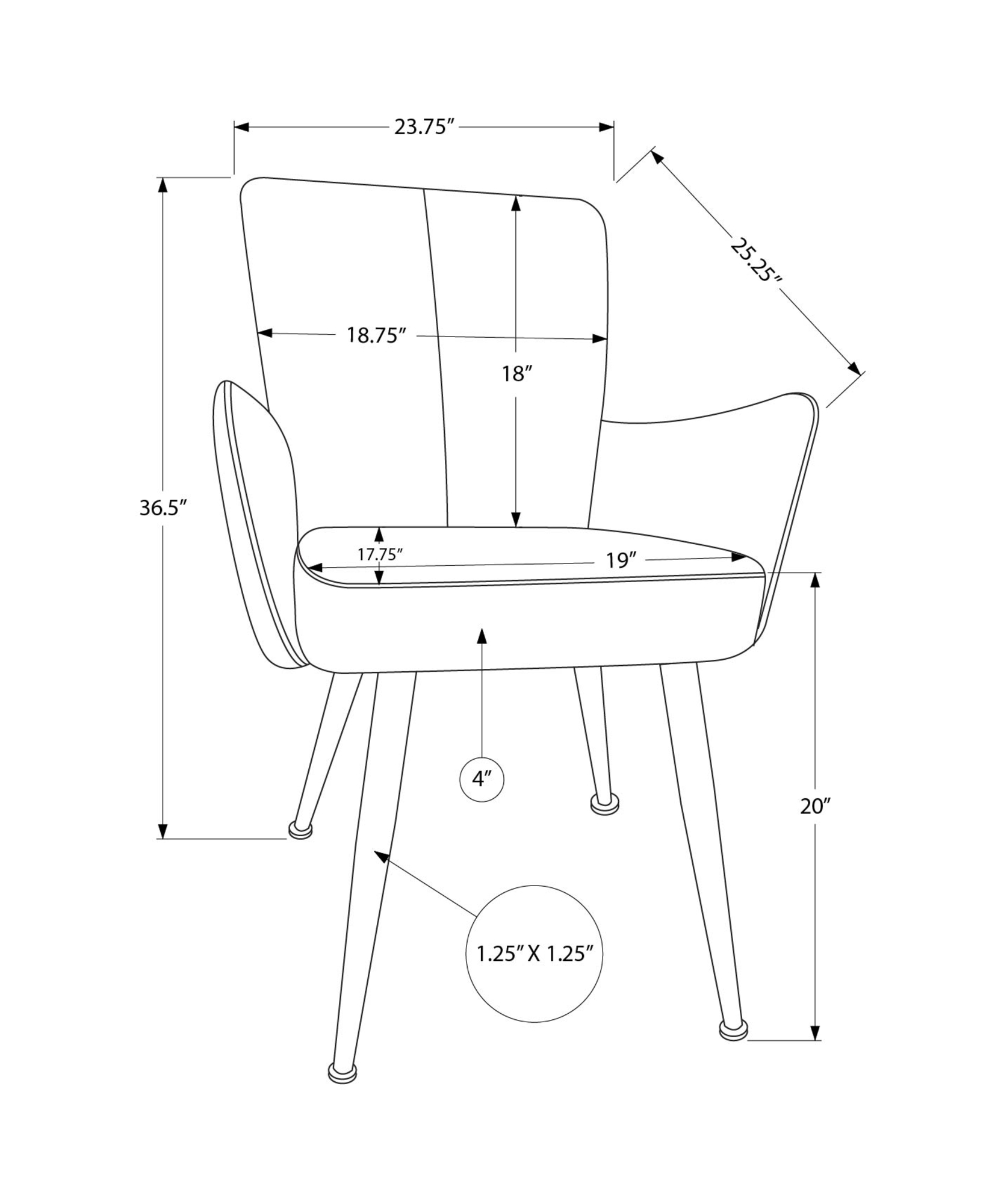 Monarch Specialties - Chaise, 36" De Haut, Ensemble De 2, Rembourré, Coté, Salle À Manger, Cuisine, Aspect Cuir Marron, Métal Noir, Contemporain, Moderne