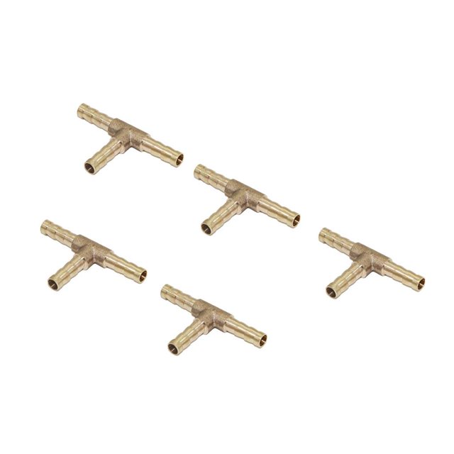5pcs Brass Barb Hose Fitting Tee Way Barbed Connector Fuel 6mm