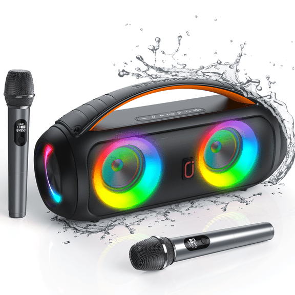 JYX Waterproof Bluetooth Speaker, Ourdoor Speaker with DJ Lights & Deep Bass, Portable Home Boombox for Beach Party, D16