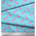 thumbnail image 2 of Soimoi Blue Moss Georgette Fabric Flamingo Bird Printed Fabric 1 Yard 42 Inch Wide, 2 of 3