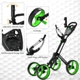 thumbnail image 2 of Gymax Chariot Poussé de Golf Pliant à 4 Roues avec Poignée Réglable Frein à Pied Vert, 2 of 10