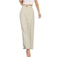 thumbnail image 2 of Timegard Womens Formal Pants Elastic High Waist Straight Leg Solid Color Office Work Lounge Pants Pockets, 2 of 7