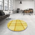 thumbnail image 4 of Ahgly Company Tapis d'Intérieur Lavable en Machine Carré Jaune Transitionnel, 7 Pieds Carré, 4 of 7