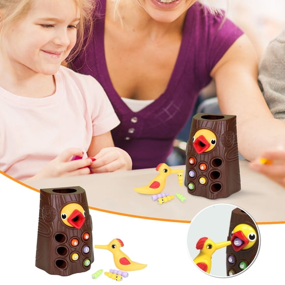 WLOELOEW Jouets Magnétiques Famille Pic Brun Attraper Ver Jeu d'Alimentation Petits Oiseaux Enfants Éduquer Ensemble de Jouets de Pêche Kit Cadeau Enfants