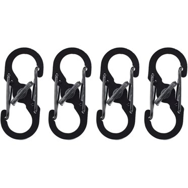 4 Pcs S Carabiner Clip, Small Carabiner Clips, Mini Stainless Steel Dual-Spring S-Shaped Keychain Hooks with Secure Lock, Multi-Purpose for Home, Outdoor Hiking, Camping, Fishing, Travel, Keys