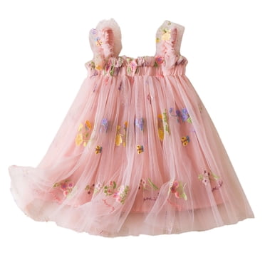 Kcodviy Robe Sans Manches Brodée pour Tout-Petites Filles pour Bébé Fille Robe de Princesse Danse Fête Enfants Vacances Chandail Robes Florales Vêtements