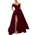 thumbnail image 2 of Robes de Bal Longues Fendues en Satin de Soirée avec Poches, 2 of 4