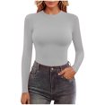 thumbnail image 1 of SROBPTY Longues Chandails à Manches pour Femmes, T-Shirt Décontracté à Col Rond pour Femmes à Manches Longues Gris, m, 1 of 5
