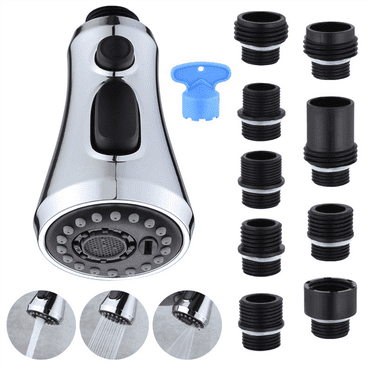 Kitchen Faucet Head Replacement, 3-Mode (Blade Spray) Pull Down Kitchen Sink Faucet Sprayer Head with 9 Adapters