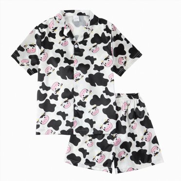 Gubotare Pyjama Court pour Filles Ensemble de Pyjamas en Soie pour Filles Pyjamas en Satin pour Enfants Nuits Confortables Tenue de Nuit Taille 7-8 (Noir, 7-8 Ans)