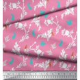 thumbnail image 3 of Soimoi Moss Georgette Fabric Leaves,Floral & Rabbit Animal Printed Fabric 1 Yard 42 Inch Wide, 3 of 3