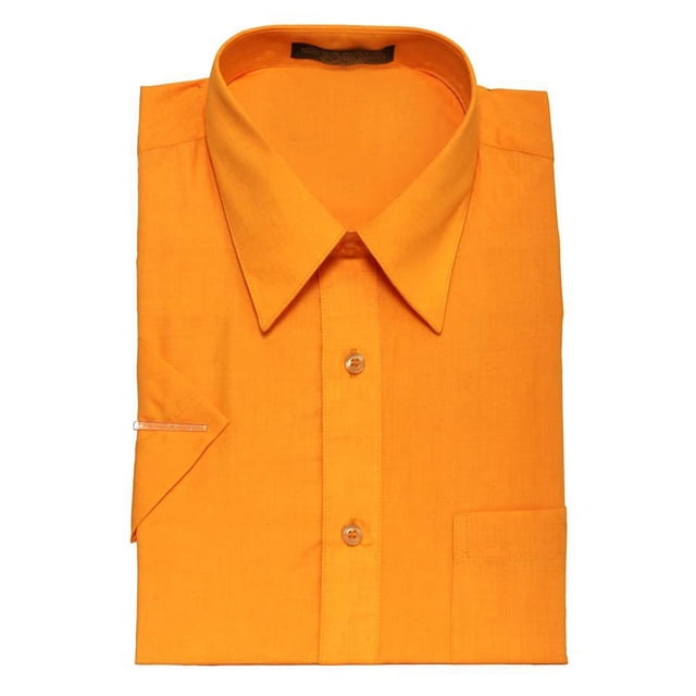 Gravity Threads Mens Dress Shirt Short Sleeve , Shirt - Yellow Gold 2XL