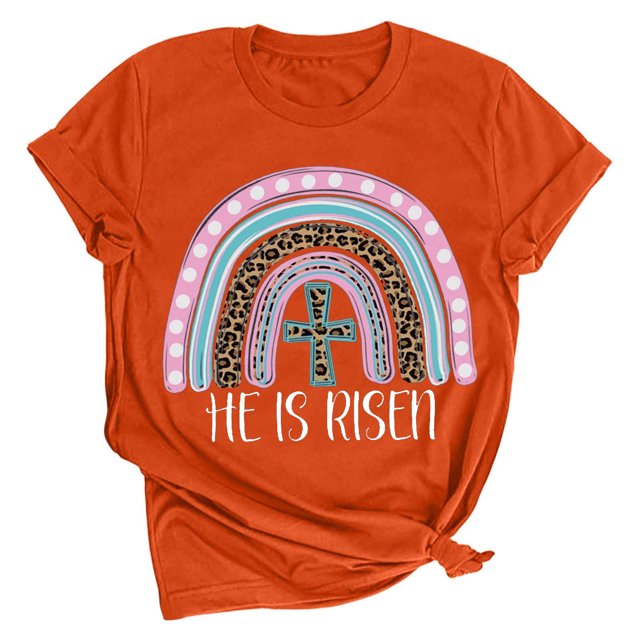 RKSTN Plus Size Tops for Women Easter Eggs Printing Short Sleeve Crew Neck Tops Fashion Solid Color Soft Blouse Tops