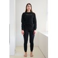 thumbnail image 4 of Revive Loungewear Deux Pièces Ensemble de Salon Sweat-Shirt Col Rond et Pantalon de Jogging pour Femmes - Noir, Grand, 4 of 5