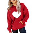 thumbnail image 1 of Milgrthf Chandails à Capuchon et Chandails Molletonnés pour Filles avec Écusson en Forme de Cœur, Poids Lourd, Manches Longues, Col Ras du Cou, Chandail à Capuche à Enfiler pour Préadolescente, Rouge, 3 Ans, 1 of 4
