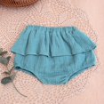 thumbnail image 2 of Robes pour Filles Lin Mélangé Mignon Fleur Triangle Culottes Robe Solide pour Tout-Petits Bleu, 2 of 3