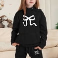 thumbnail image 2 of GDREDA Girls Sets 2 Piece Outfits Spring Children's Hoodie Set With Bow Print Black,3-4Years, 2 of 4