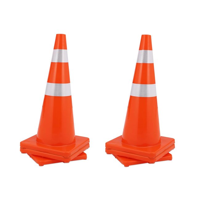Ourlova 12 Pack Traffic Safety Cones 28 inch, PVC Orange Cones with Reflective Collars, Parking Training Road Caution Plastic Cones