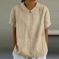 thumbnail image 2 of Timegard Womens Tops Eyelet Lapel Neck Back Button Short Sleeve Comfy Blouse Dressy Casual Tee Tops, 2 of 6