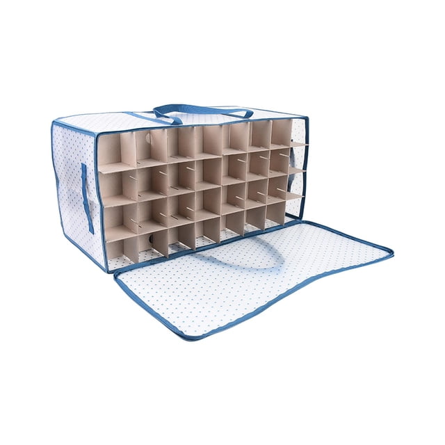 Lipstore Christmas Ornament Storage Box with Handles Protection Christmas Ball Holder Blue S